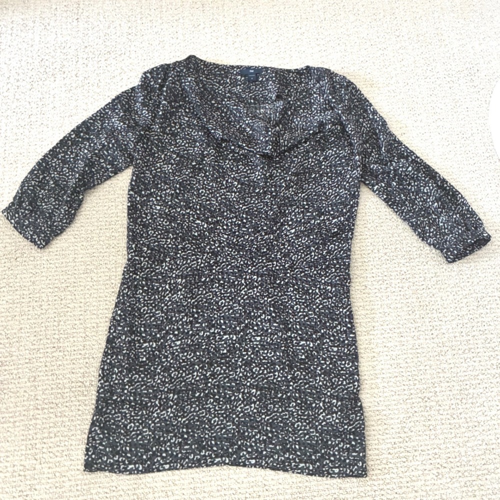 Mob Wife Leopard Print Cowl Neck Sheath Dress 90's Jeweled Belt Black Print S - Picture 8 of 11